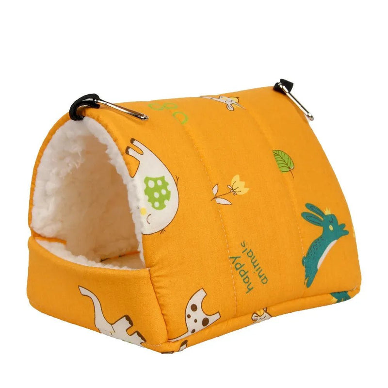 Cotton Parrot Hamster Bed with Yellow Giraffe Pattern - GreenFur
