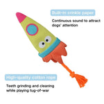 Cotton Rope Interactive Rocket Toy with Crinkle Paper Squeaker for Dogs - GreenFur