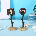 Creative Warning Sign Aquarium Decor Resin Tank Ornament Submersible Craft - GreenFur