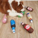 Crinkle Squeaker Simulation Bottle Beer Shape Dog Chew Plush Pet Toys - GreenFur