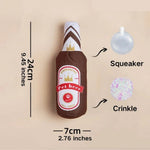 Crinkle Squeaker Simulation Bottle Beer Shape Dog Chew Plush Pet Toys - GreenFur