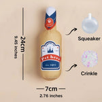 Crinkle Squeaker Simulation Bottle Beer Shape Dog Chew Plush Pet Toys - GreenFur