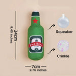 Crinkle Squeaker Simulation Bottle Beer Shape Dog Chew Plush Pet Toys - GreenFur