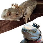 Crown and Neckless Costume Pet Outfit for Lizard - GreenFur