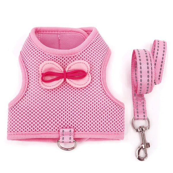 Cute and Breathable Bowknot Pet Harness and Leash Set for Rabbits - GreenFur