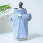 Cute and Minimalist Stylish Pet Denim Shirt with D - Ring - GreenFur