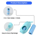 Cute Bear - Shaped Dog Poop Bag Holder with Clip, 2 Rolls Waste Bags - GreenFur