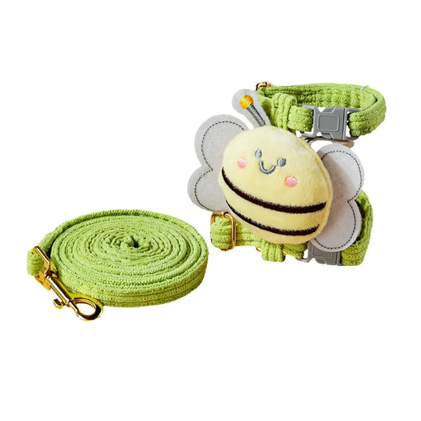 Cute Bee Pet Leash Puppy Dog Harness Leash Set - GreenFur
