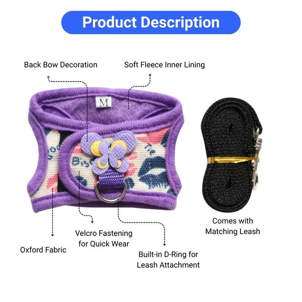 Cute Bowknot Small Pet Harness and Leash Set - GreenFur