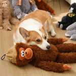 Cute Brown Ape Style Hangable Squeaky Crinkly Dog Companion Toy - GreenFur