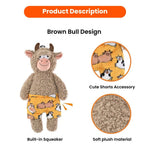 Cute Brown Bull Style Dog Toy with Shorts Accessory and Squeaker - GreenFur