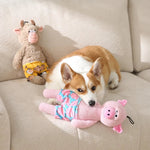 Cute Brown Bull Style Dog Toy with Shorts Accessory and Squeaker - GreenFur