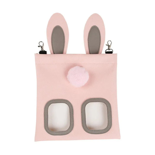 Cute Bunny Hay Feeder Bag with Metal Hook Hanging for Small Animals - GreenFur
