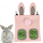Cute Bunny Hay Feeder Bag with Metal Hook Hanging for Small Animals - GreenFur