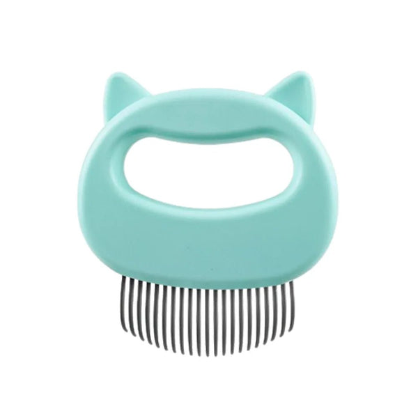 Cute Cat Comb Pet Hair Brush Shell Shaped Itch Relief Needle Comb - GreenFur