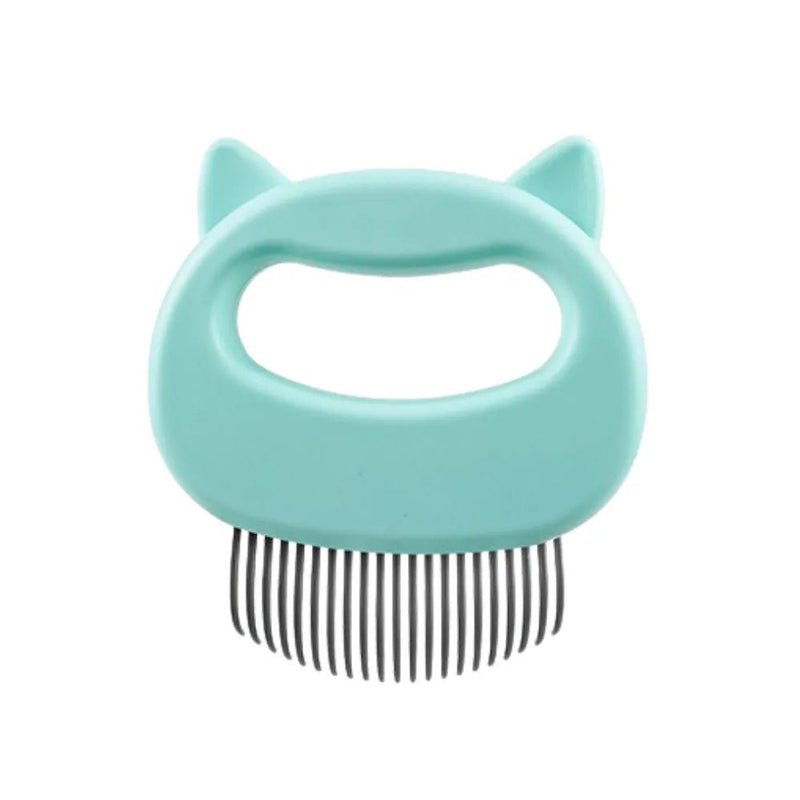 Cute Cat Comb Pet Hair Brush Shell Shaped Itch Relief Needle Comb - GreenFur
