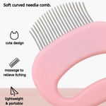 Cute Cat Comb Pet Hair Brush Shell Shaped Itch Relief Needle Comb - GreenFur