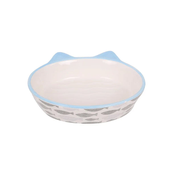 Cute Cat Shape Ceramic Material Pet Dog Cat Food Bowl - GreenFur