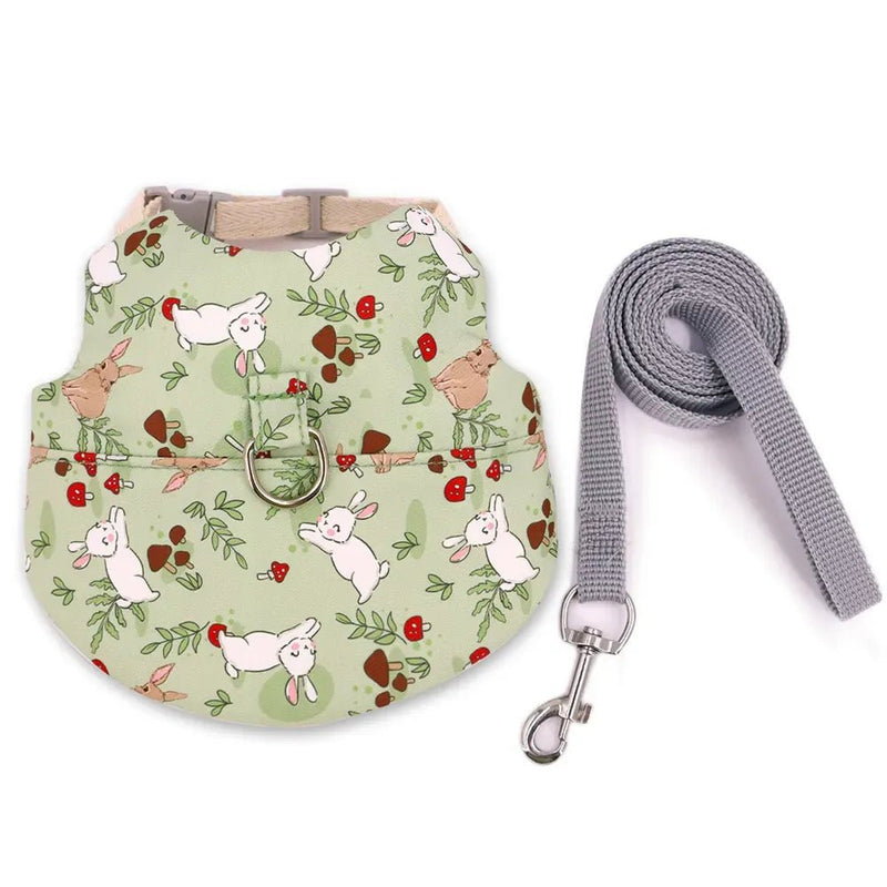 Cute Country Style Rabbit Harness Leash Set - GreenFur