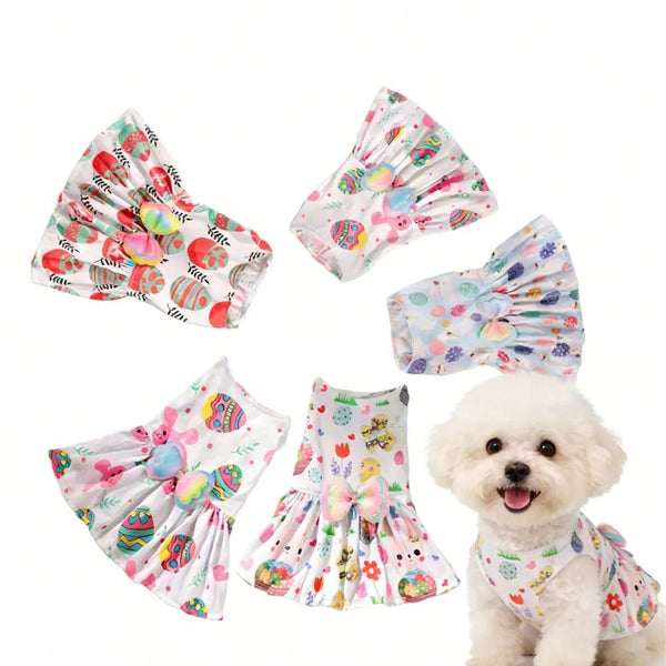 Cute Egg Bunny Butterfly Princess Pet Easter Dress - GreenFur