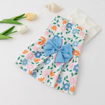Cute Floral Print Dog Dress with Bowknot Pet Apparel for Small Dogs - GreenFur