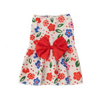 Cute Floral Print Dog Dress with Bowknot Pet Apparel for Small Dogs - GreenFur