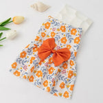 Cute Floral Print Dog Dress with Bowknot Pet Apparel for Small Dogs - GreenFur