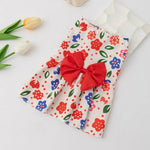 Cute Floral Print Dog Dress with Bowknot Pet Apparel for Small Dogs - GreenFur