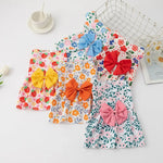 Cute Floral Print Dog Dress with Bowknot Pet Apparel for Small Dogs - GreenFur
