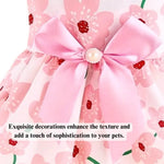 Cute Flower Pattern Pink Pet Apparel Dress with Bow - GreenFur
