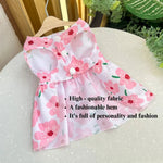 Cute Flower Pattern Pink Pet Apparel Dress with Bow - GreenFur
