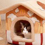 Cute French Fries House Design Washable Pet Bed - GreenFur