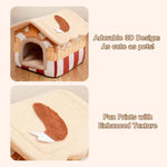 Cute French Fries House Design Washable Pet Bed - GreenFur