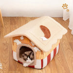 Cute French Fries House Design Washable Pet Bed - GreenFur