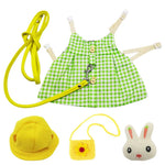 Cute Green Plaid Rabbit Clothing Accessories and Leash Set - GreenFur