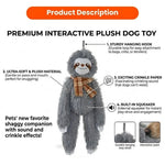 Cute Grey Sloth Style Hangable Squeaky Crinkly Dog Companion Toy - GreenFur