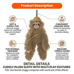 Cute Khaki Sloth Style Hangable Squeaky Crinkly Dog Companion Toy - GreenFur
