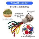 Cute Lion Style Waffle Fabric Catnip Cat Toy with Crinkle Paper - GreenFur