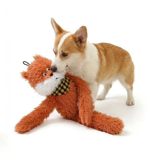 Cute Orange Fox Style Hangable Squeaky Crinkly Dog Companion Toy - GreenFur