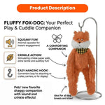 Cute Orange Fox Style Hangable Squeaky Crinkly Dog Companion Toy - GreenFur