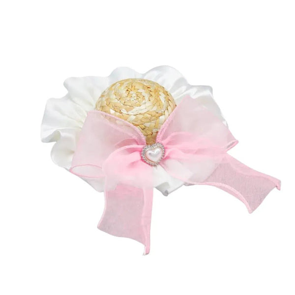 Cute Pet Bowknot Hat with Lace and Heart Decorations - GreenFur