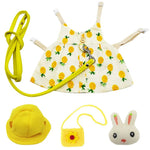 Cute Pineapple Print Rabbit Clothing Accessories and Leash Set - GreenFur