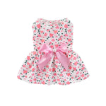 Cute Pink Floral Pet Apparel Dress with Bow - GreenFur