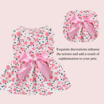 Cute Pink Floral Pet Apparel Dress with Bow - GreenFur