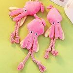 Cute Pink Octopus Shape Chew Squeaky Pet Dog Plush Toys - GreenFur