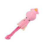 Cute Pink Octopus Shape Chew Squeaky Pet Dog Plush Toys - GreenFur