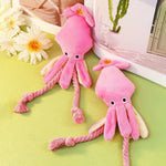 Cute Pink Octopus Shape Chew Squeaky Pet Dog Plush Toys - GreenFur