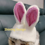 Cute Plush Glitter Bunny Ear Cap for Cats - GreenFur