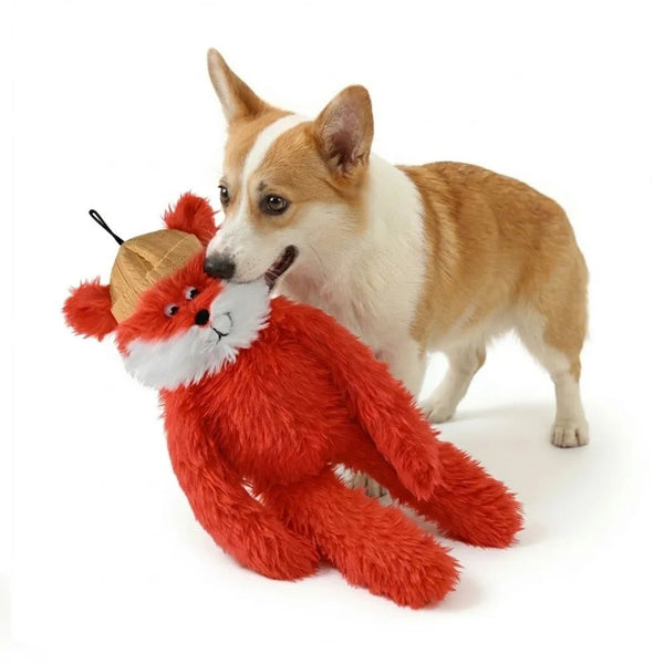 Cute Red Fox Style Hangable Squeaky Crinkly Dog Companion Toy - GreenFur