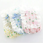 Cute Ruffle Floral Print Dog Lace Dress - GreenFur